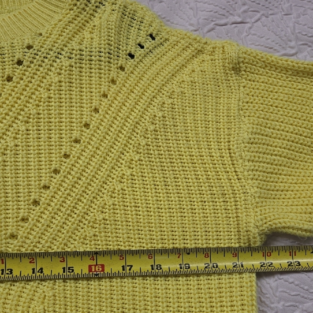 3/$10 a.n.a Women's Vibrant Yellow Crew Neck Sweater-Oversized, Cropped - Picture 4 of 6